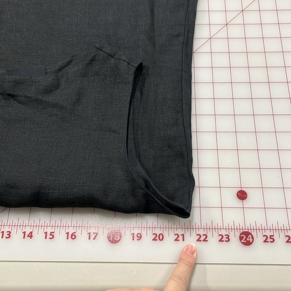 TURN BLACK Linen Boatneck Keyhole Sleeveless Minimalist Lagenlook Black Shift XL - Picture 15 of 16